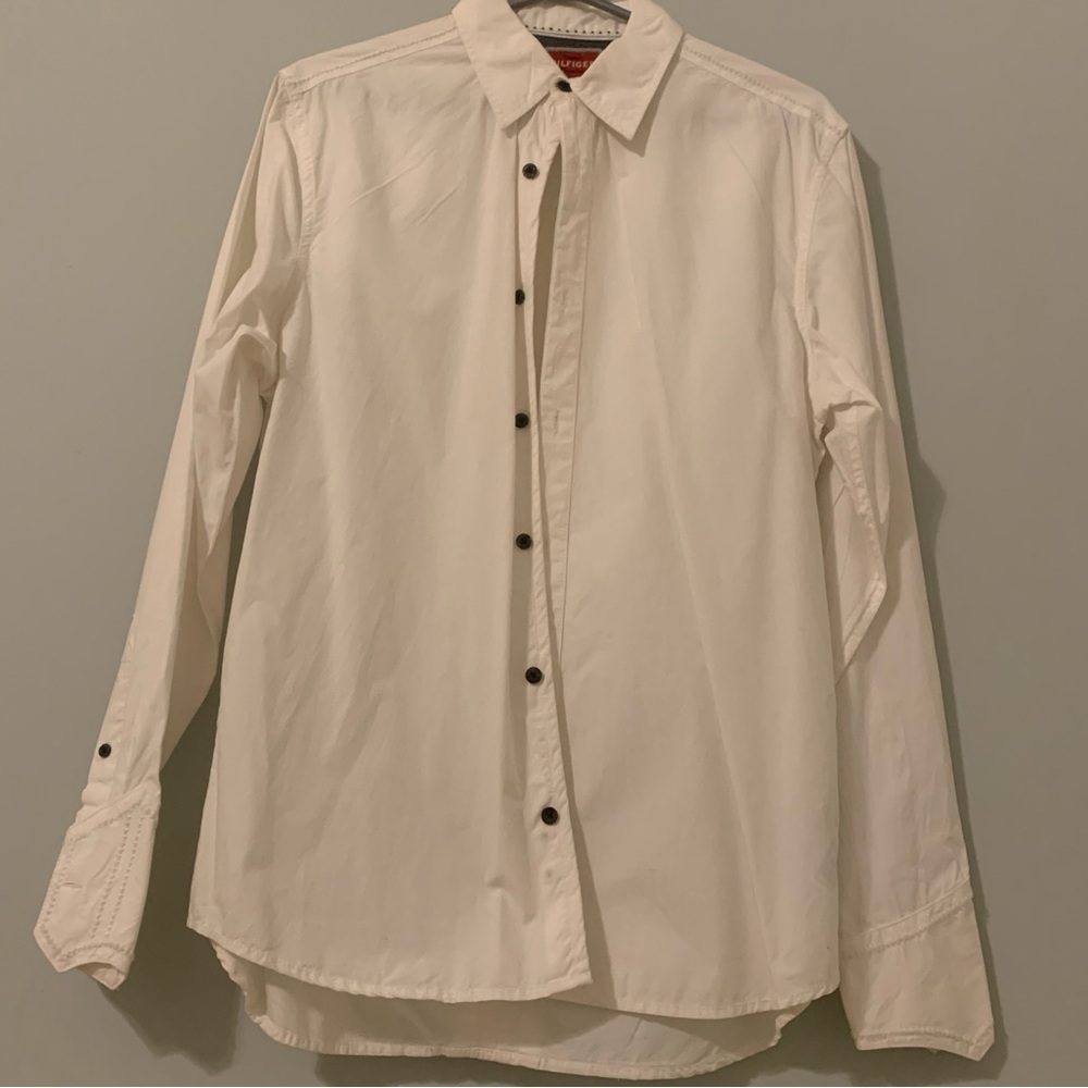 NWOT Hilfiger Men's White Guayabera Dress Shirt